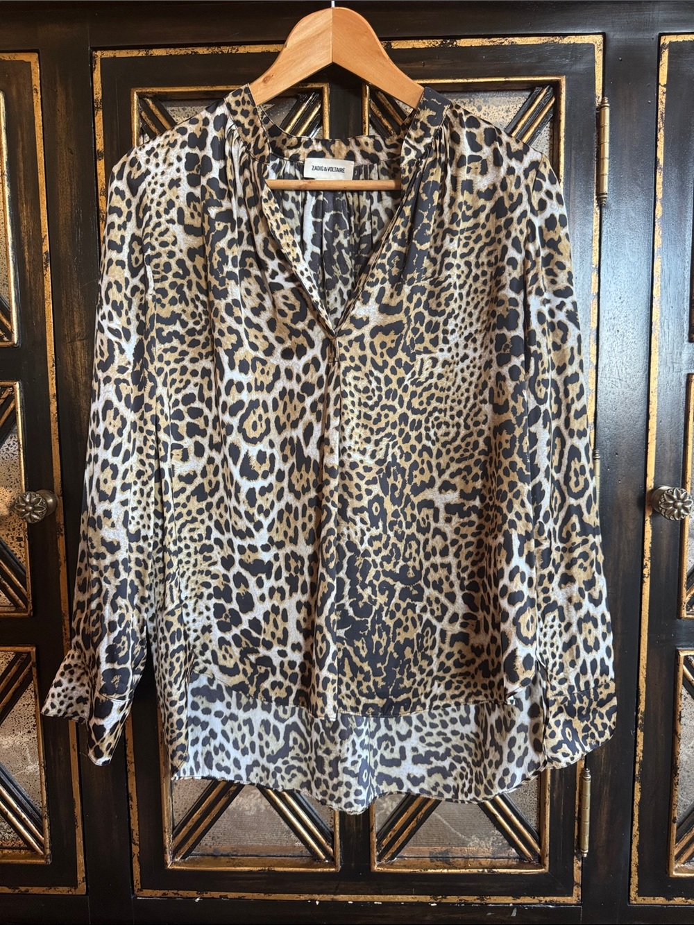 Zadig & Voltaire Leopard Print Long-Sleeve Blouse - Beige/Black